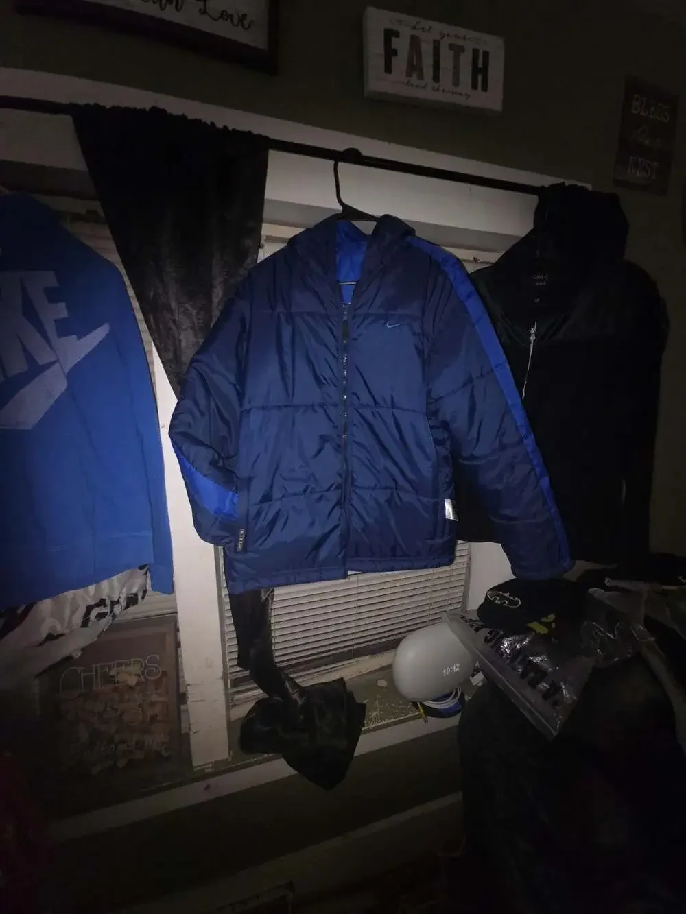 Nike Reversible Blue Puffer Winter Jacket Coat Hooded Full Zip
